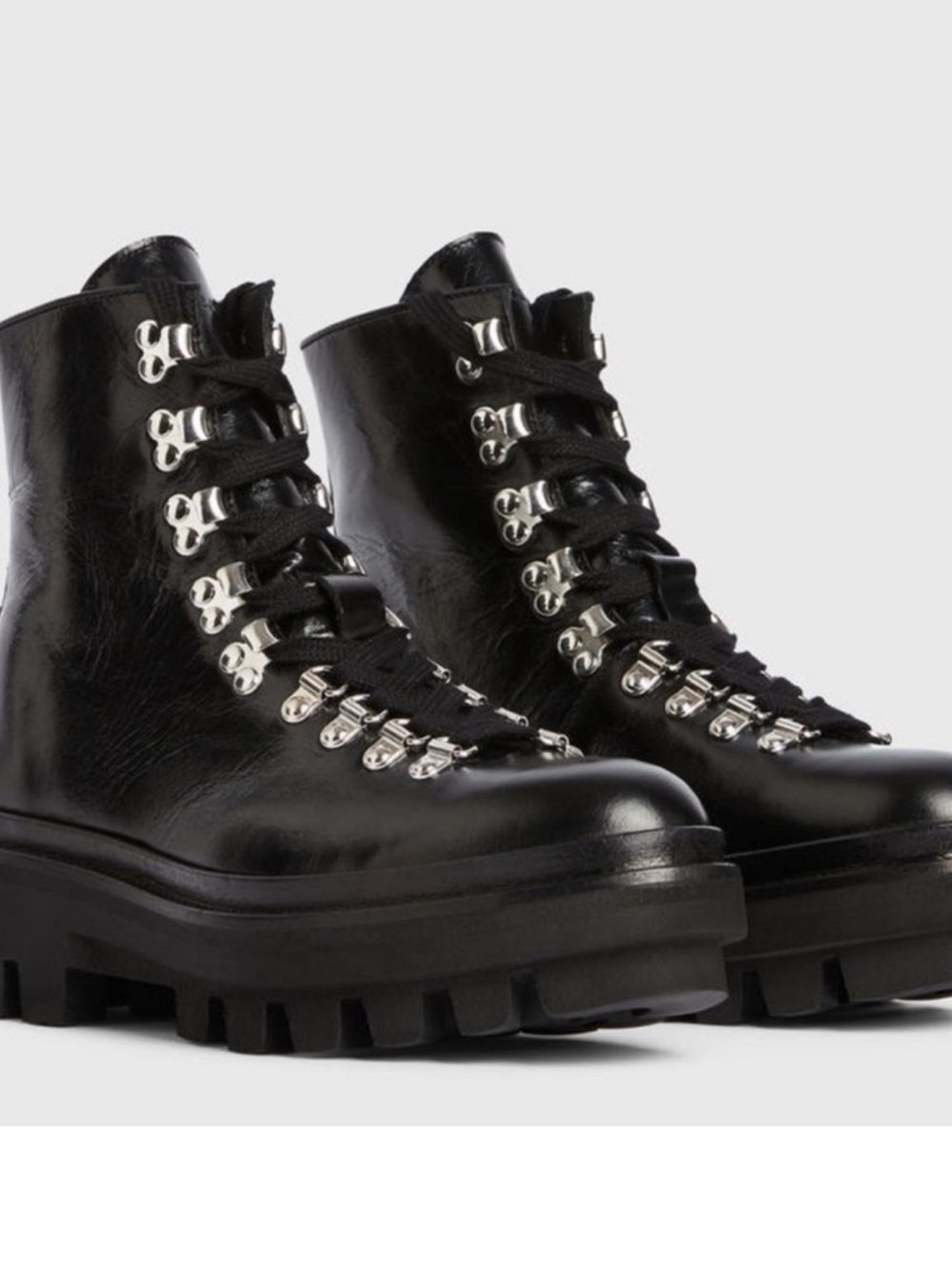 All Saints Wanda Lug Sole Combat Black Leather Platform Boots boot size 10